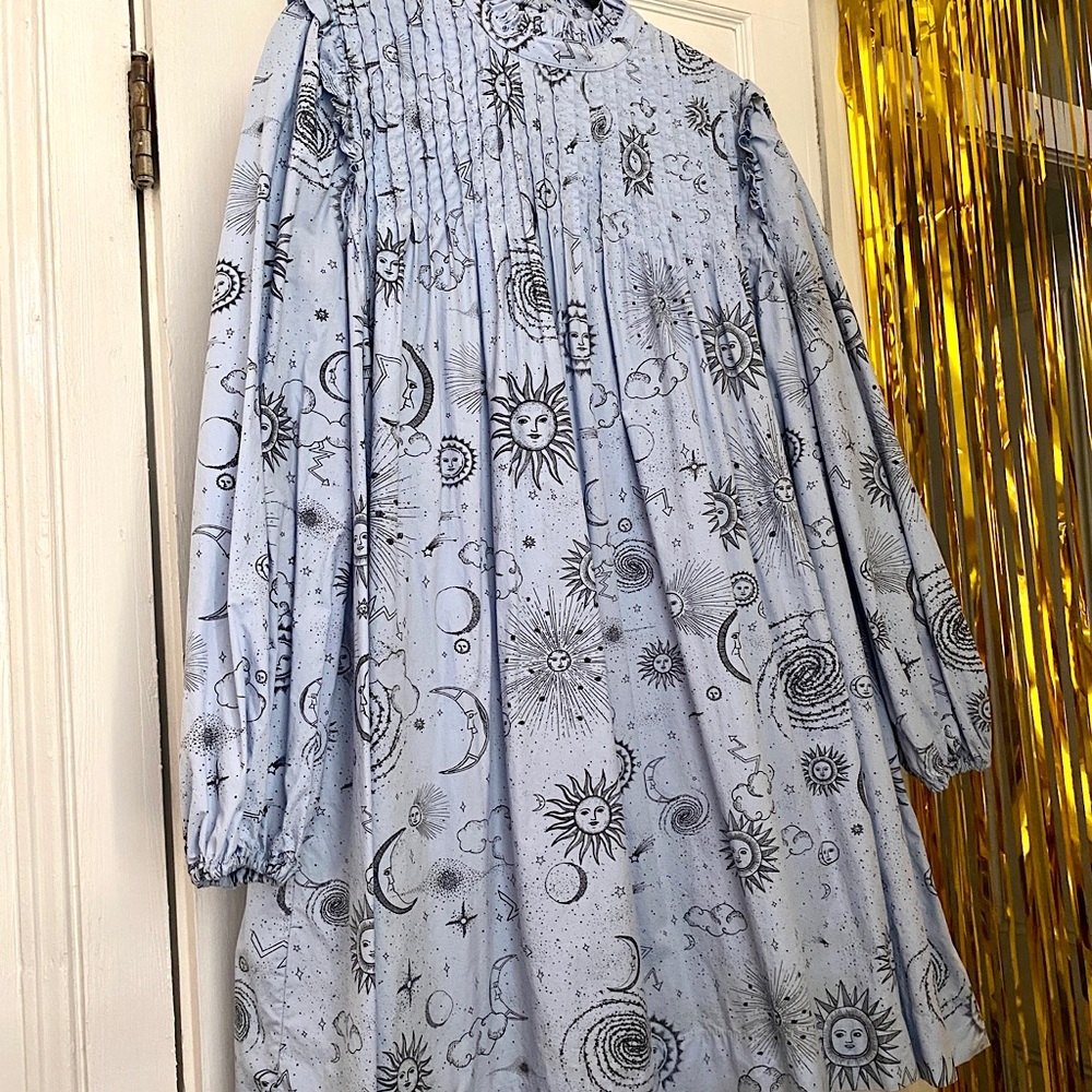 Ganni Zodiac Print Cotton Poplin Dress